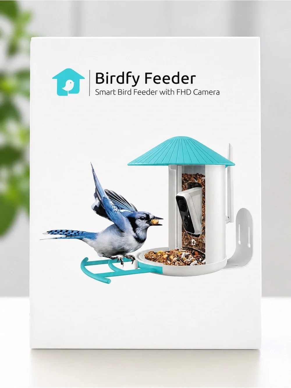 Smart Bird Feeder with FHD Camera - White & Light Blue